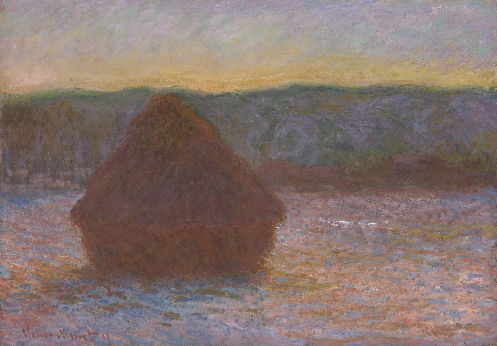 Stack of Wheat (Thaw, Sunset), painting by Claude Monet, 1890–91