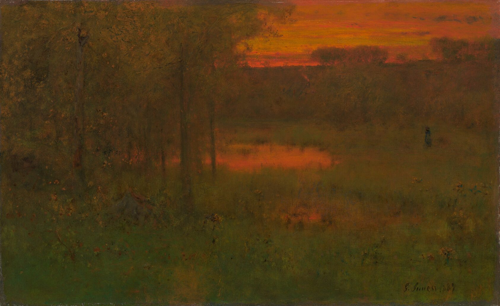Landscape, Sunset, painting by George Inness, 1887–89