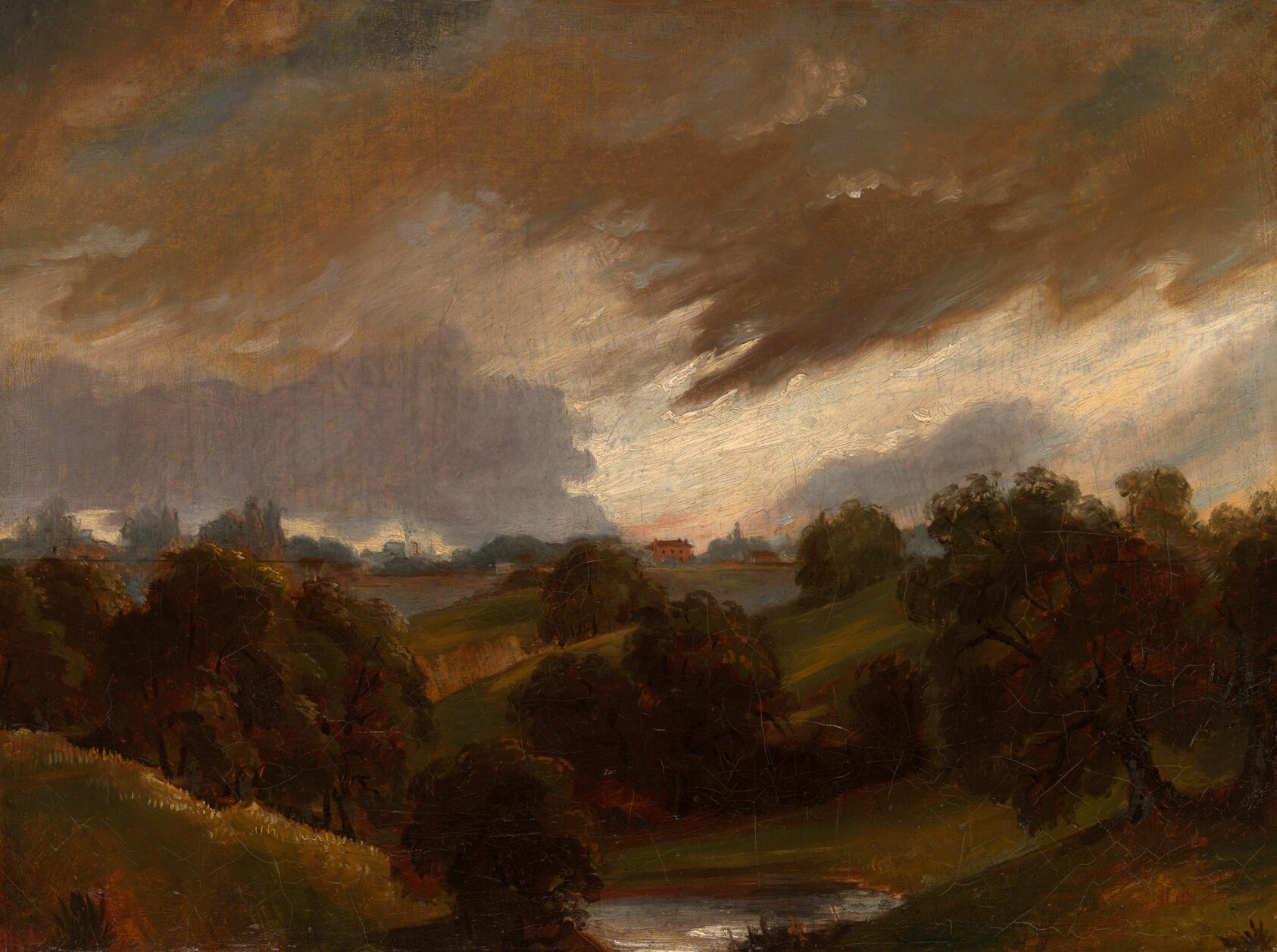 Hampstead, Stormy Sky, painting by Style of John Constable, 1814